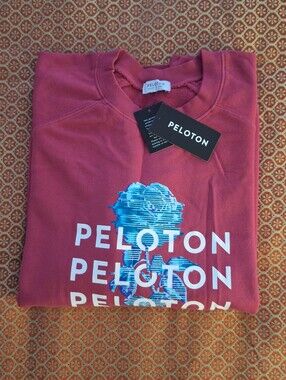 Peloton Rose Pink Crewneck Oversized with Blue Graphic